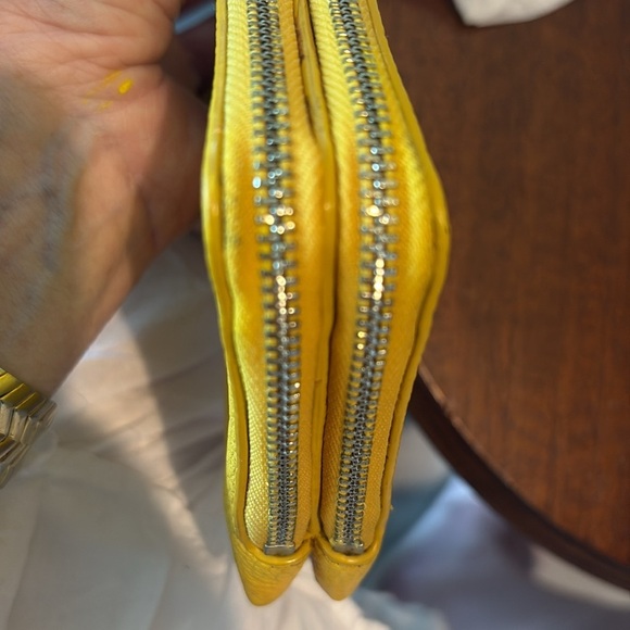 Coach Double zip wallet  6.5”w x 4”h pebbled leather  goldenrod yellow  wristlet - Picture 12 of 15
